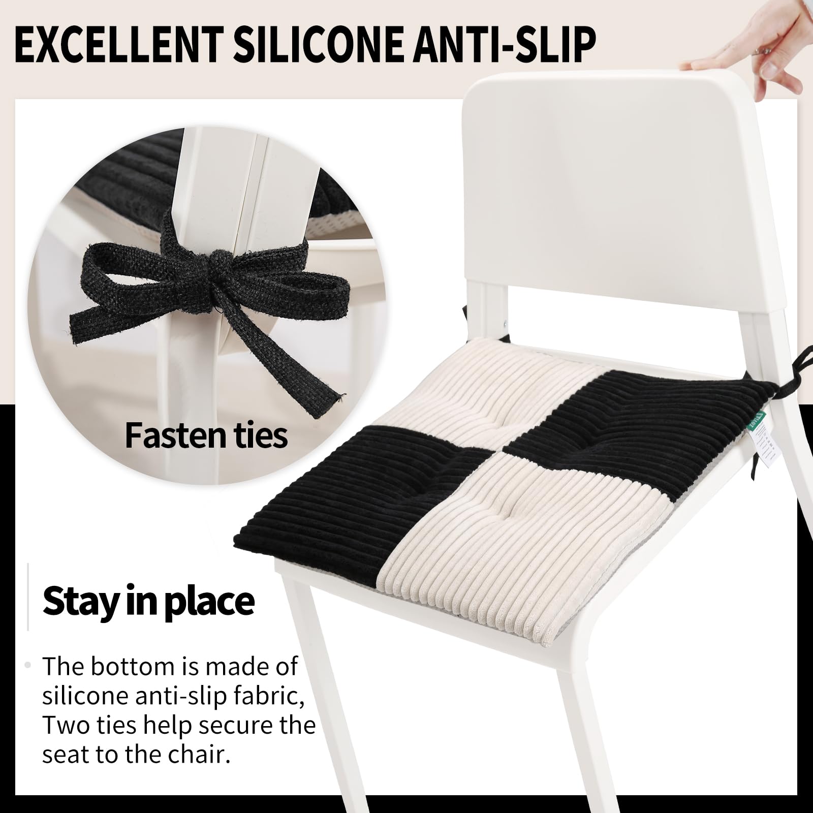 JETRANSPORT Office Stacking Chair Cushions 4 Pack Corduroy High Density ...