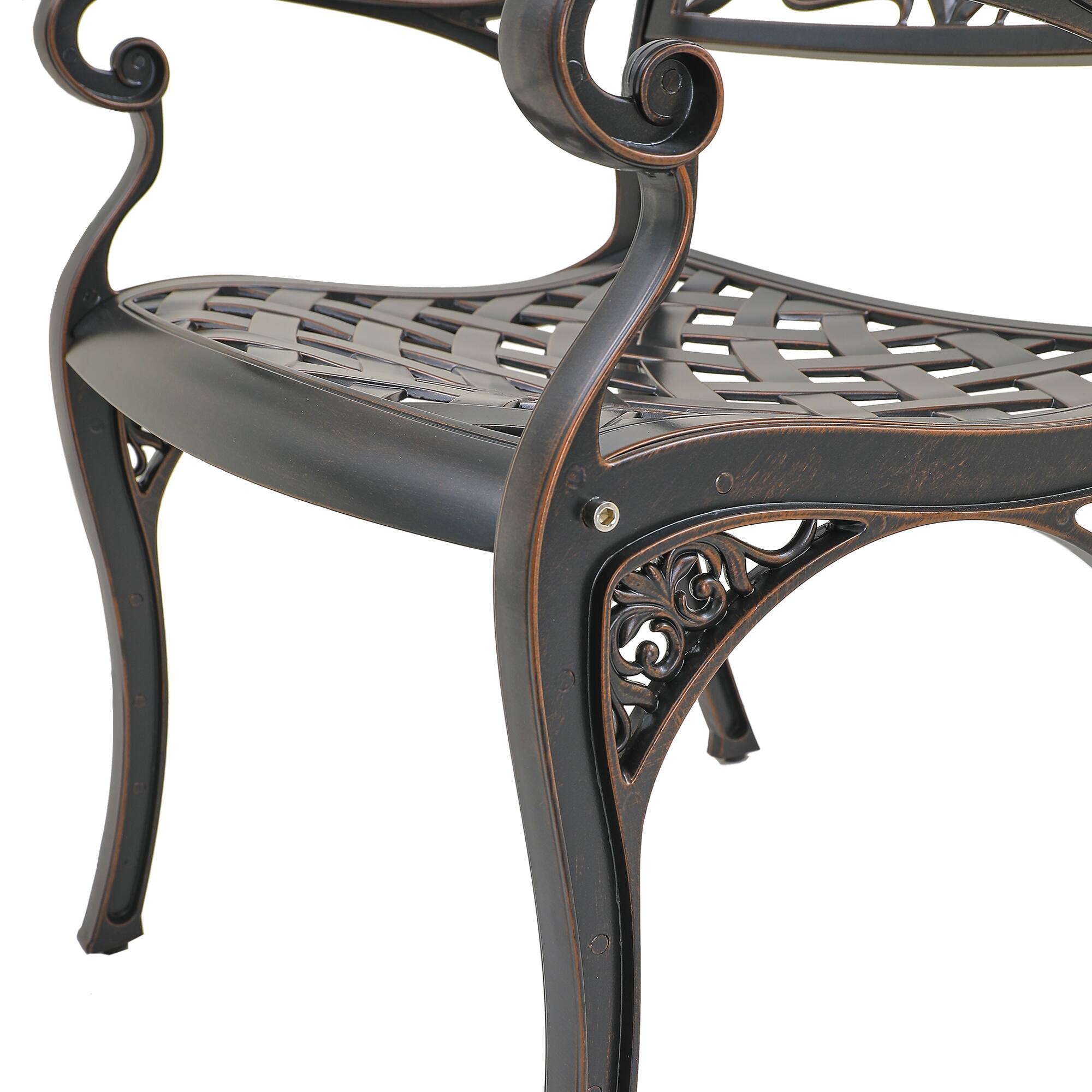 Alt View 4. Mondawe - Set of 2 Cast Aluminum Stationary Dining Chairs - Bronze.