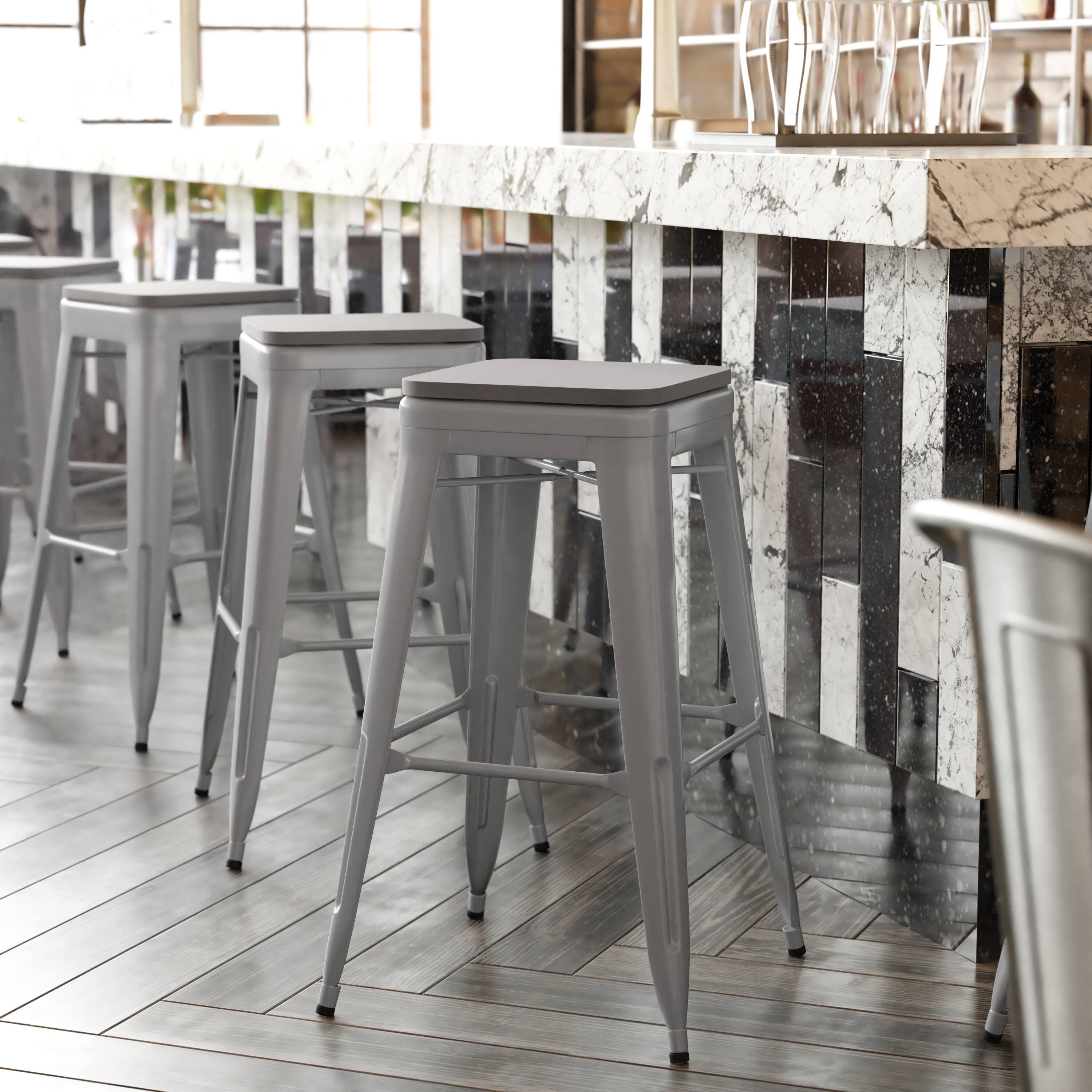 Gray Resin Wood Seat/Silver Frame