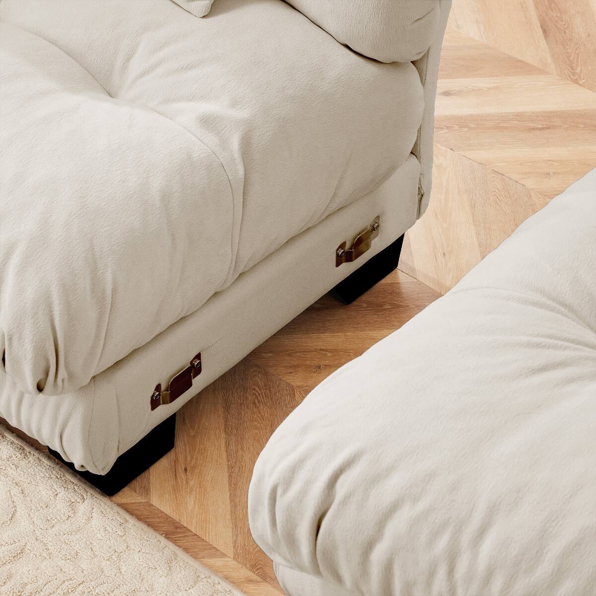 Back. Ropilly - Ropilly Light Coffee Armless Sofa, Chenille Upholstered Single Seat Sofa with Pillow - Light Coffee.