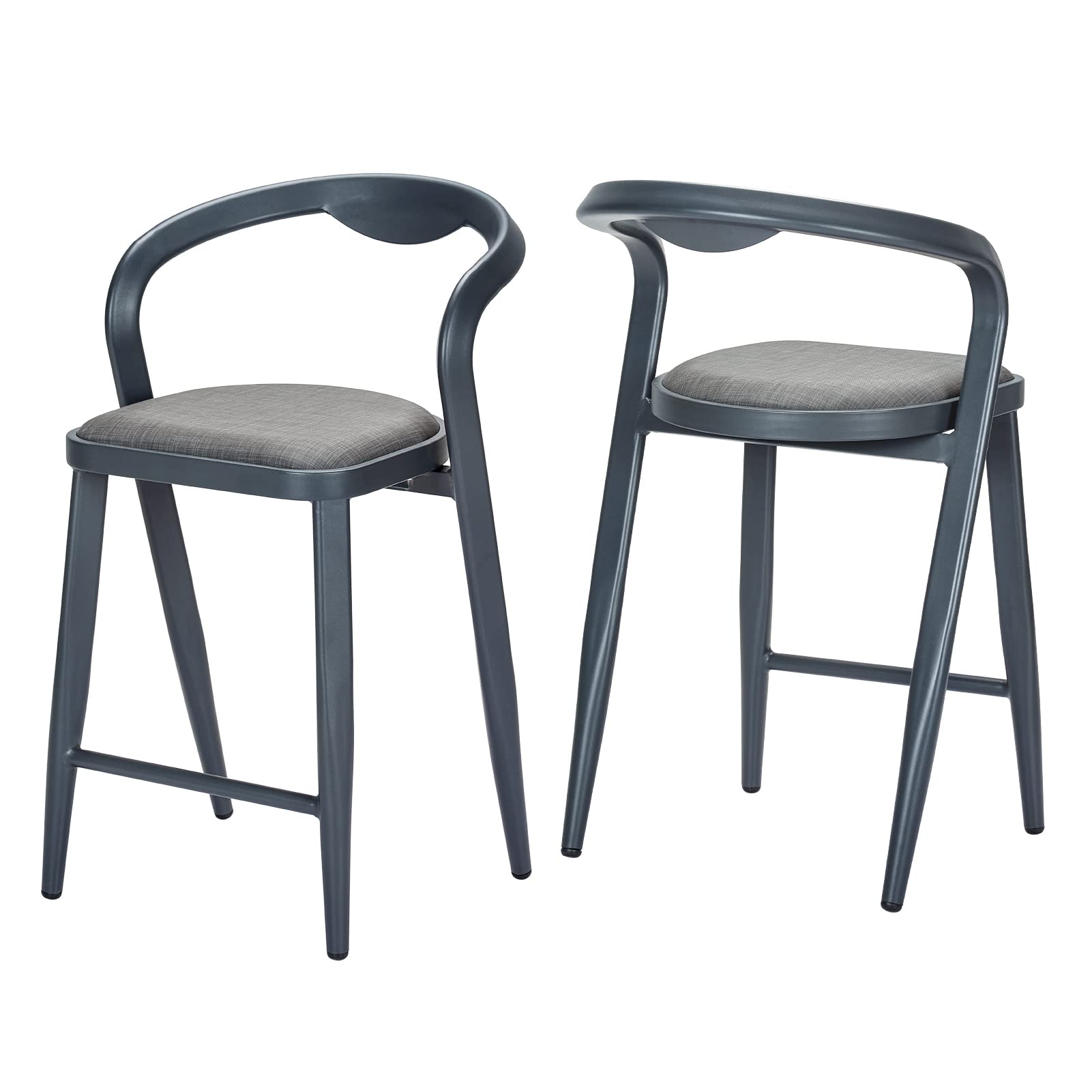 Left. Homhougo - Outdoor Counter Height Bar Stools Chairs Set of 2 - Gray.