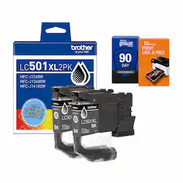 Brother - LC501XL2PKS Black High Yield Ink Cartridge with Deco Essentials Printer eBook for MFCJ1260DW, MFCJ1360DW, MFCJ1410DW