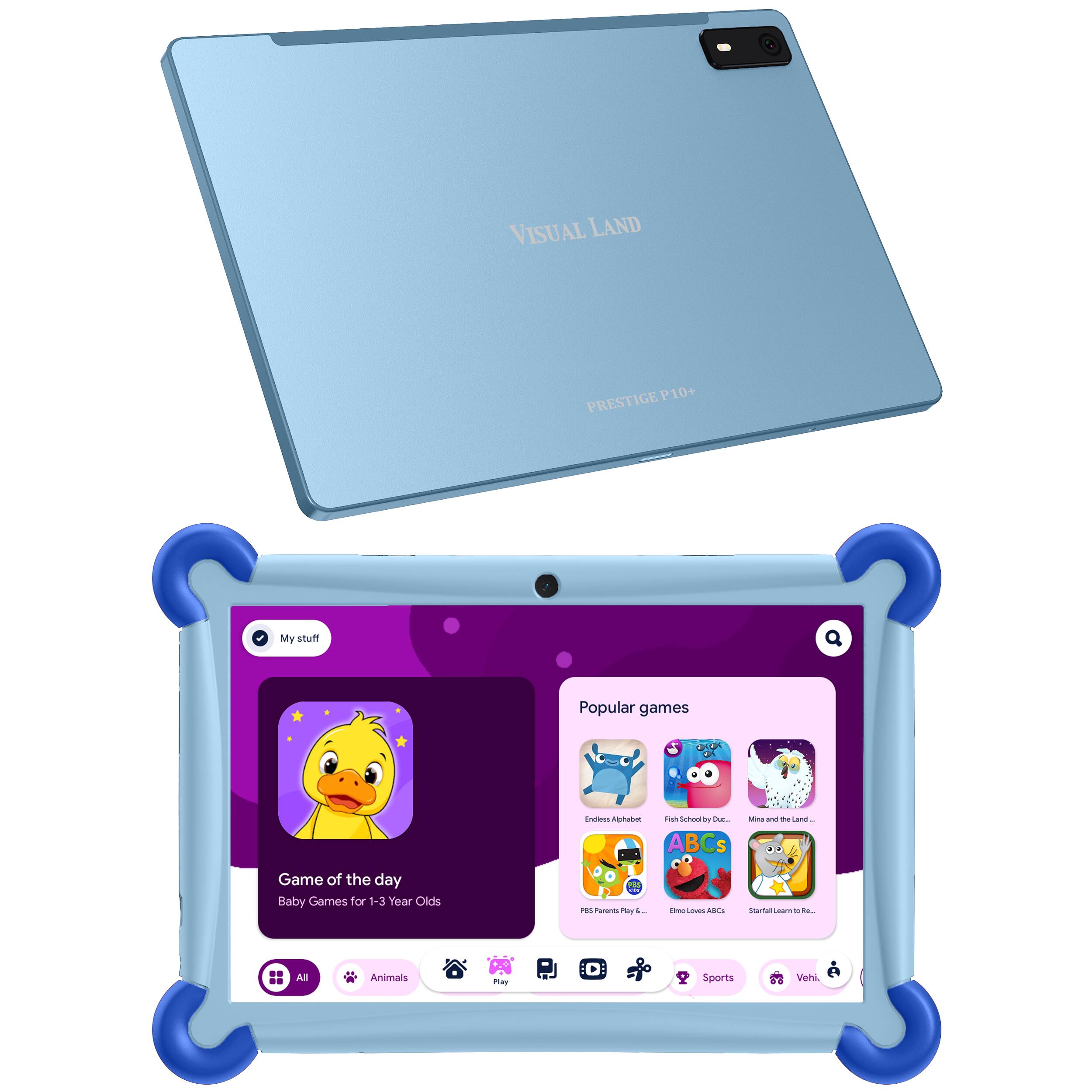 VISUAL LAND  
PRESTIGE P10+  

My stuff  

Popular games  
Endless Alphabet  
Fish School by DUC...  
Mira and the Land ABCs  
"Game of the day  
Baby Games for 1-3 Year Olds  
985 Parents Play..."  
Fine Love: ABCs  
Starbil Learn to...  

All  
Animals  
Play  
Sports  
Vehi