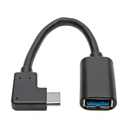 Front. Tripp Lite - USB C to USB-A Cable Right Angle 3.1 5 Gbps USB Type C M/F 6in.