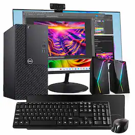 Dell - Refurbished Excellent - Optiplex 3060 Tower Computer-Intel i5-NVIDIA Quadro P620-16GB RAM-1TB SSD-24"LCD-Spkr-&Mic-Win 11 Pro - Black