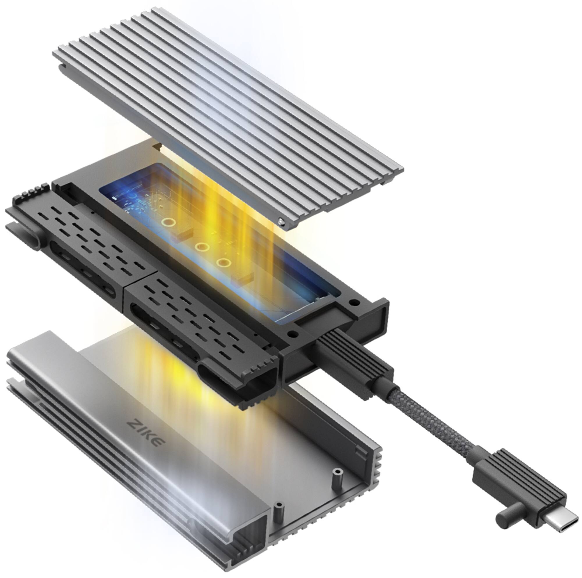 Alt View 13. Zike - USB4 40Gbps M.2 NVMe SSD Enclosure, ASM2464PD Chip, Aluminum Case, Compatible with Thunderbolt 3/4 USB4/3.2/3.1/3.0/2.0 - Gray.