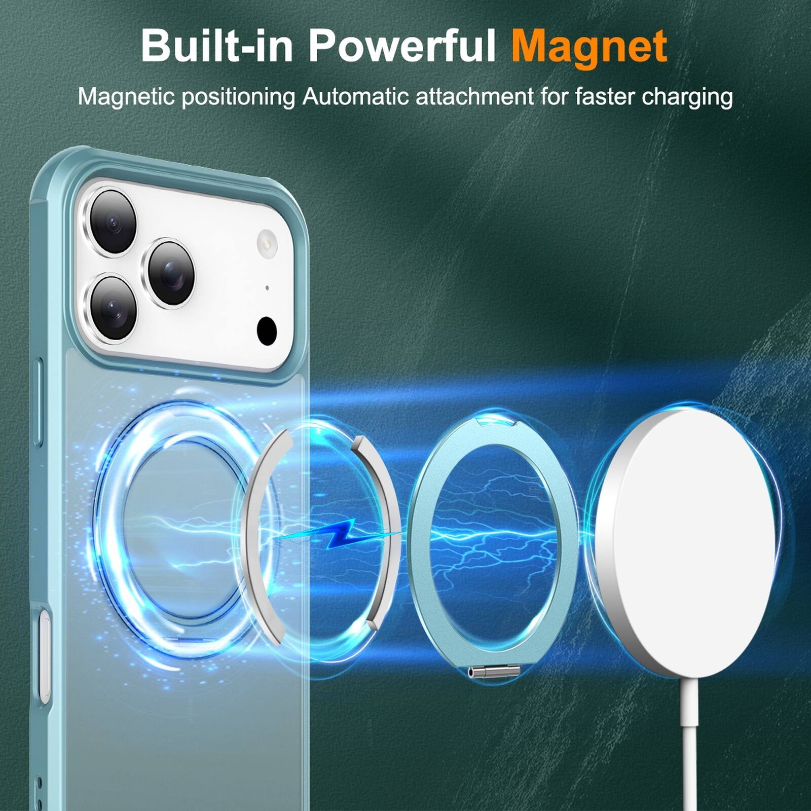 Built-in Powerful Magnet  
Magnetic positioning Automatic attachment for faster charging