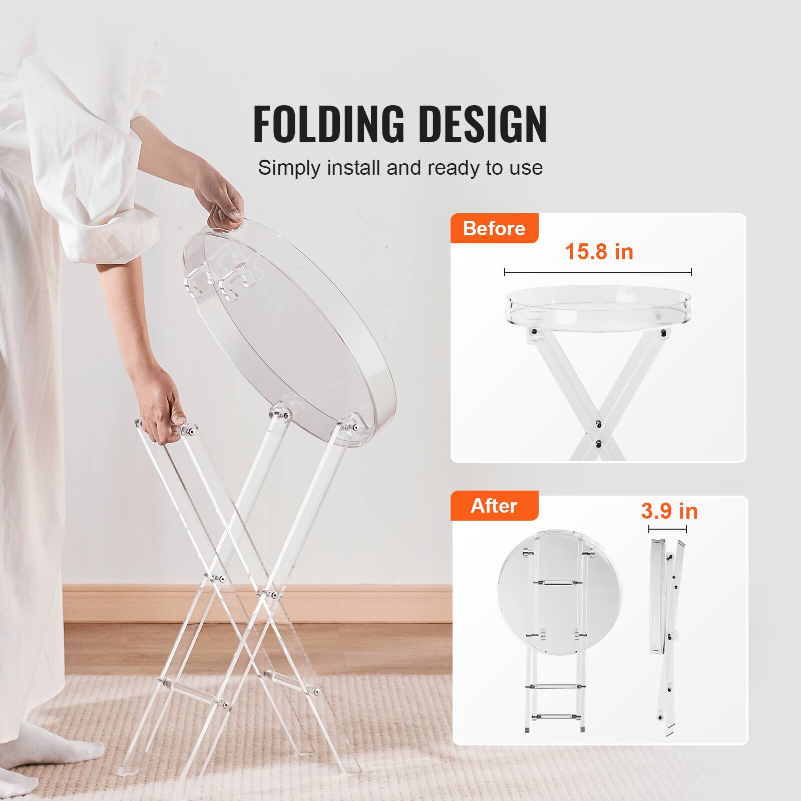 FOLDING DESIGN  
Simply install and ready to use  

Before  
15.8 in  

After  
3.9 in