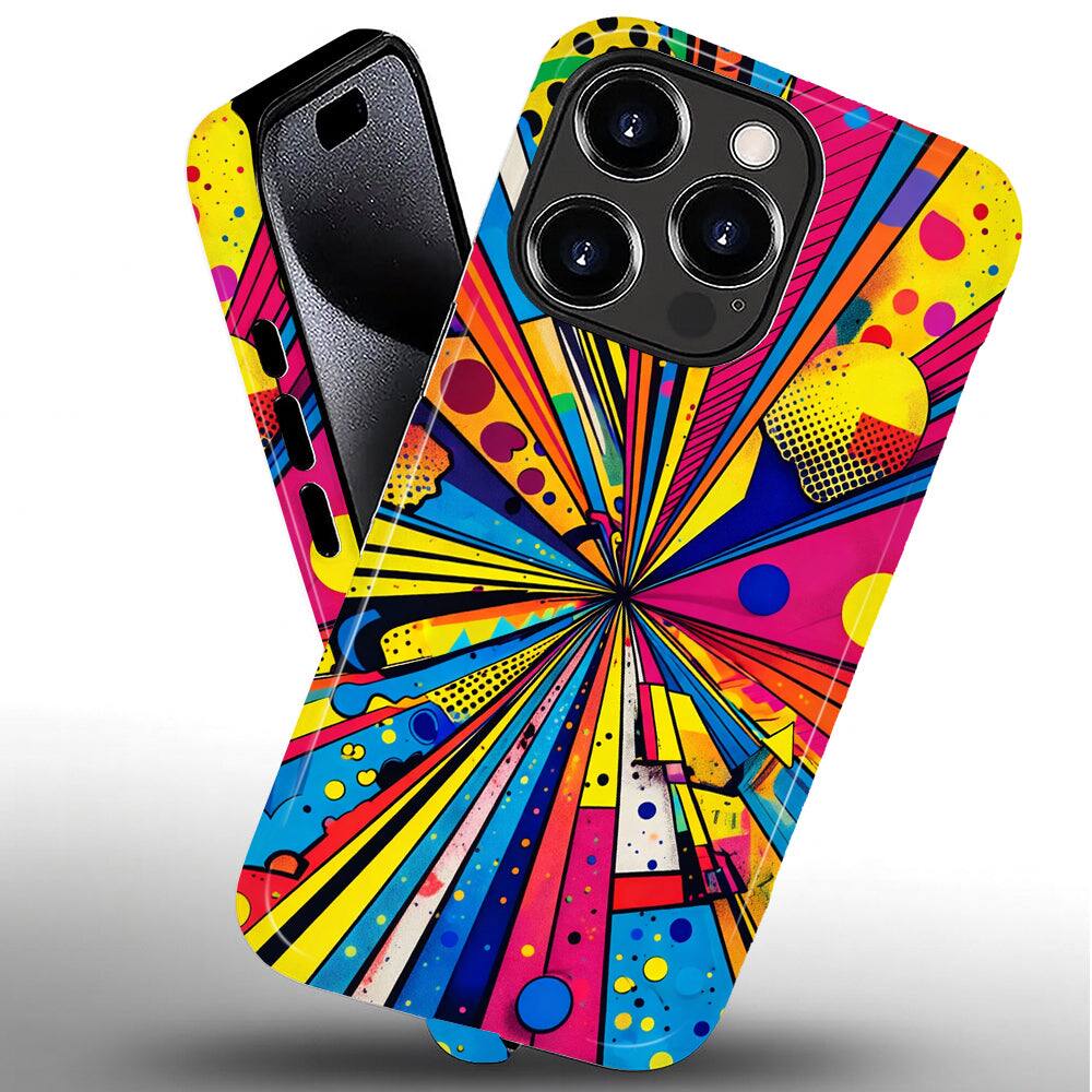 Alt View 1. BUBM - Smartphone Case for iPhone - 2-Layer Durable Smartphone Protection Case - Neon Burst - Neon Burst for iPhone 14 Pro Max.