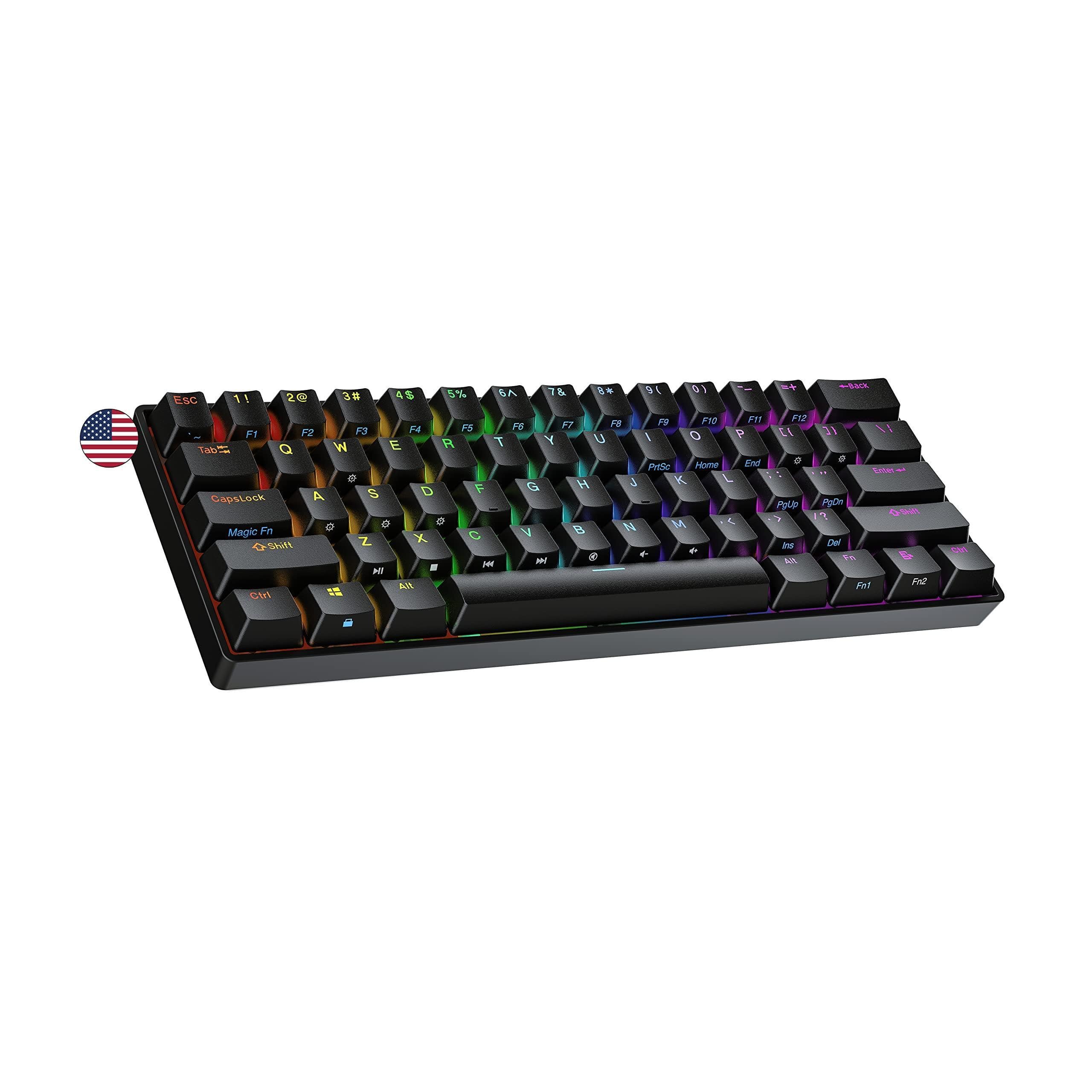 Comfort Essence - N60 Nova 60 Form Factor Hot Swappable Mechanical Gaming Rgb Led Backlit For Pcmac Gamer black Gateron Red - Black-Gateron Brown