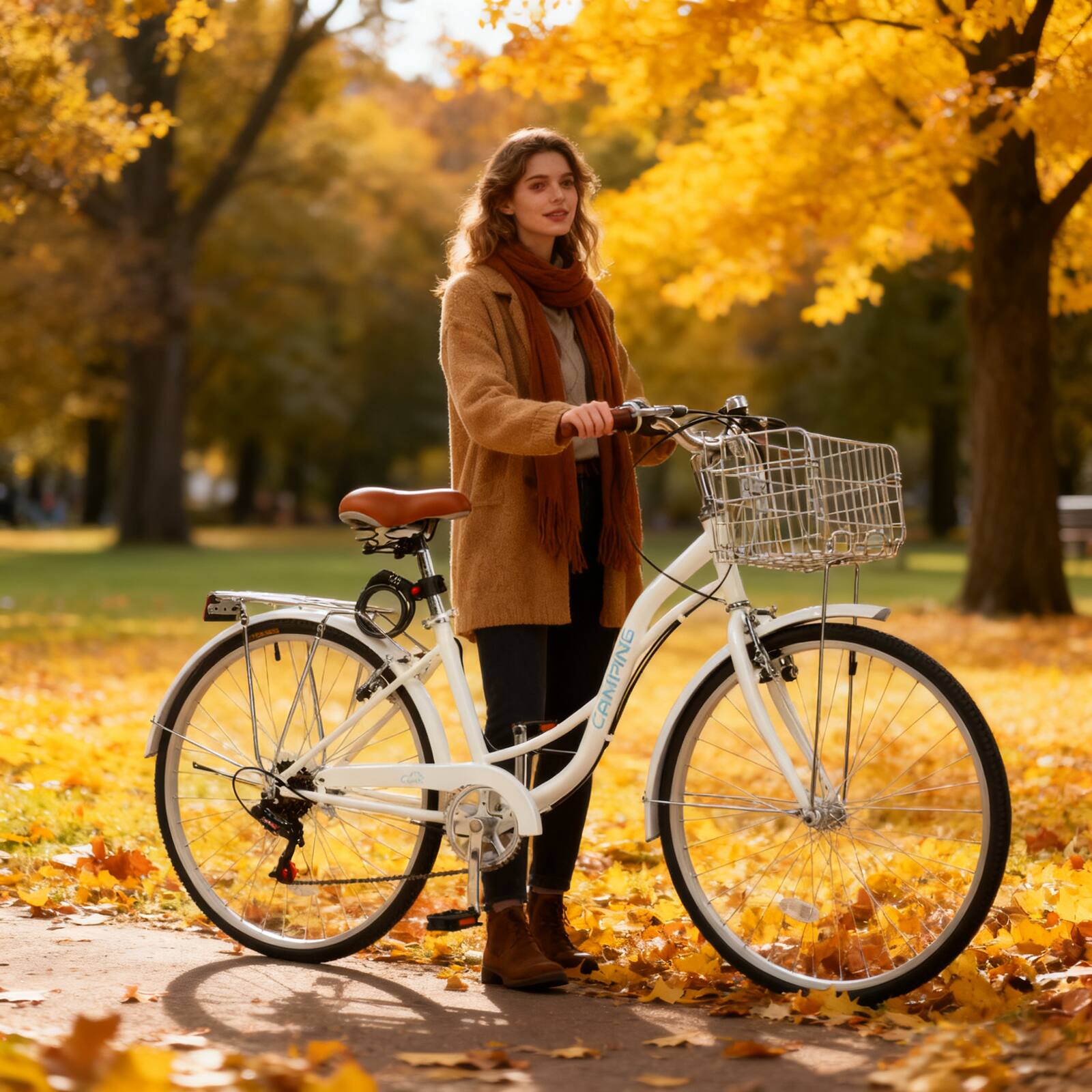 Left. Winado - 24 Inch Bicycles for Women, Beach Cruiser Bike with Premium Derailleur & Shift Lever, Adjustable Seat, High-Carbon Steel - GREEN.