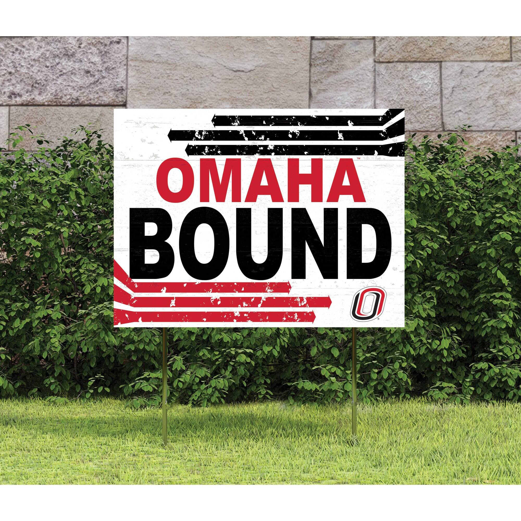 Alt View 1. Jardine - Nebraska Omaha Mavericks 18" x 24" Team Yard Sign - White.