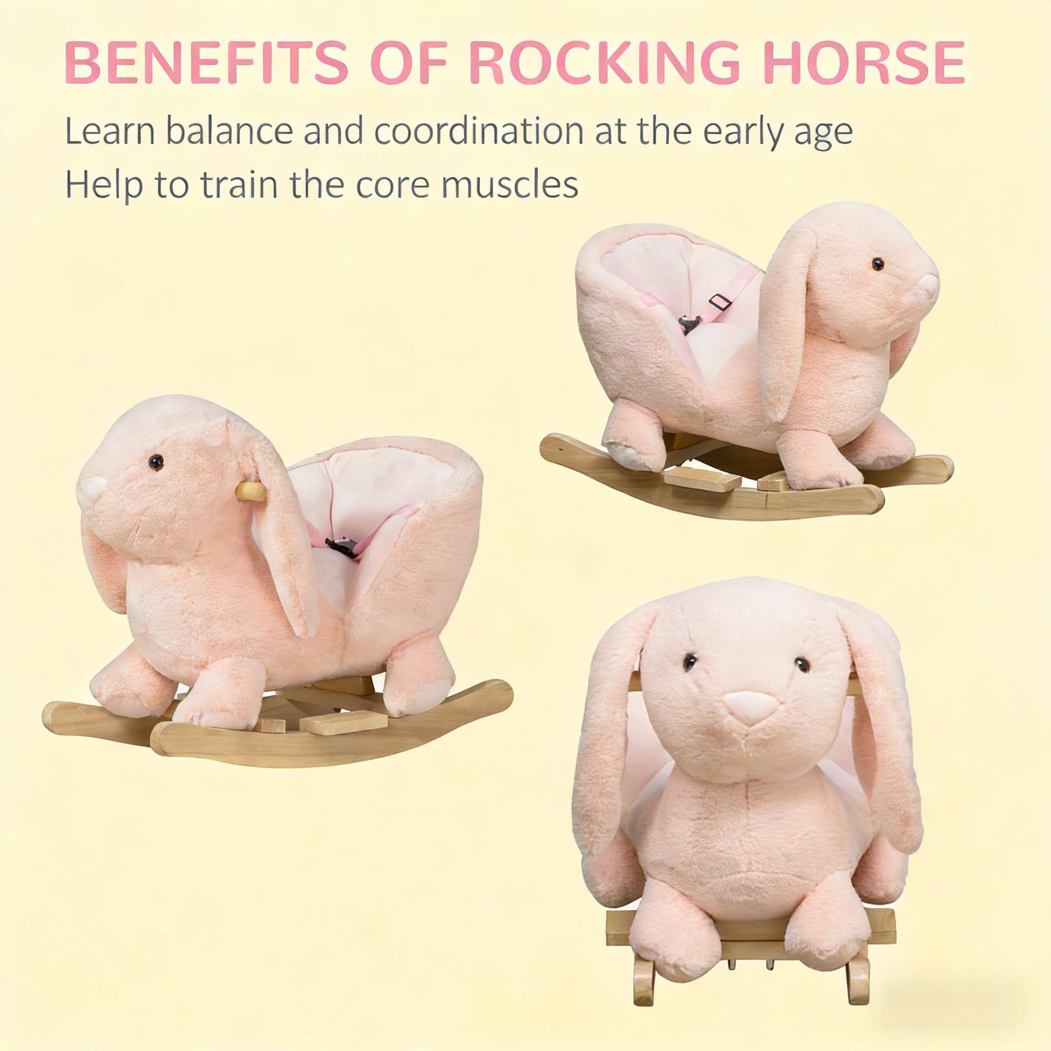 BENEFITS OF ROCKING HORSE

Learn balance and coordination at the early age  
Help to train the core muscles