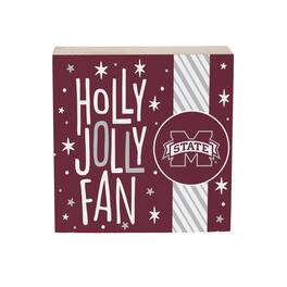 Evergreen Enterprises - Mississippi State Bulldogs 6" Holiday Wood Plock Shelf Sign - Multicolor