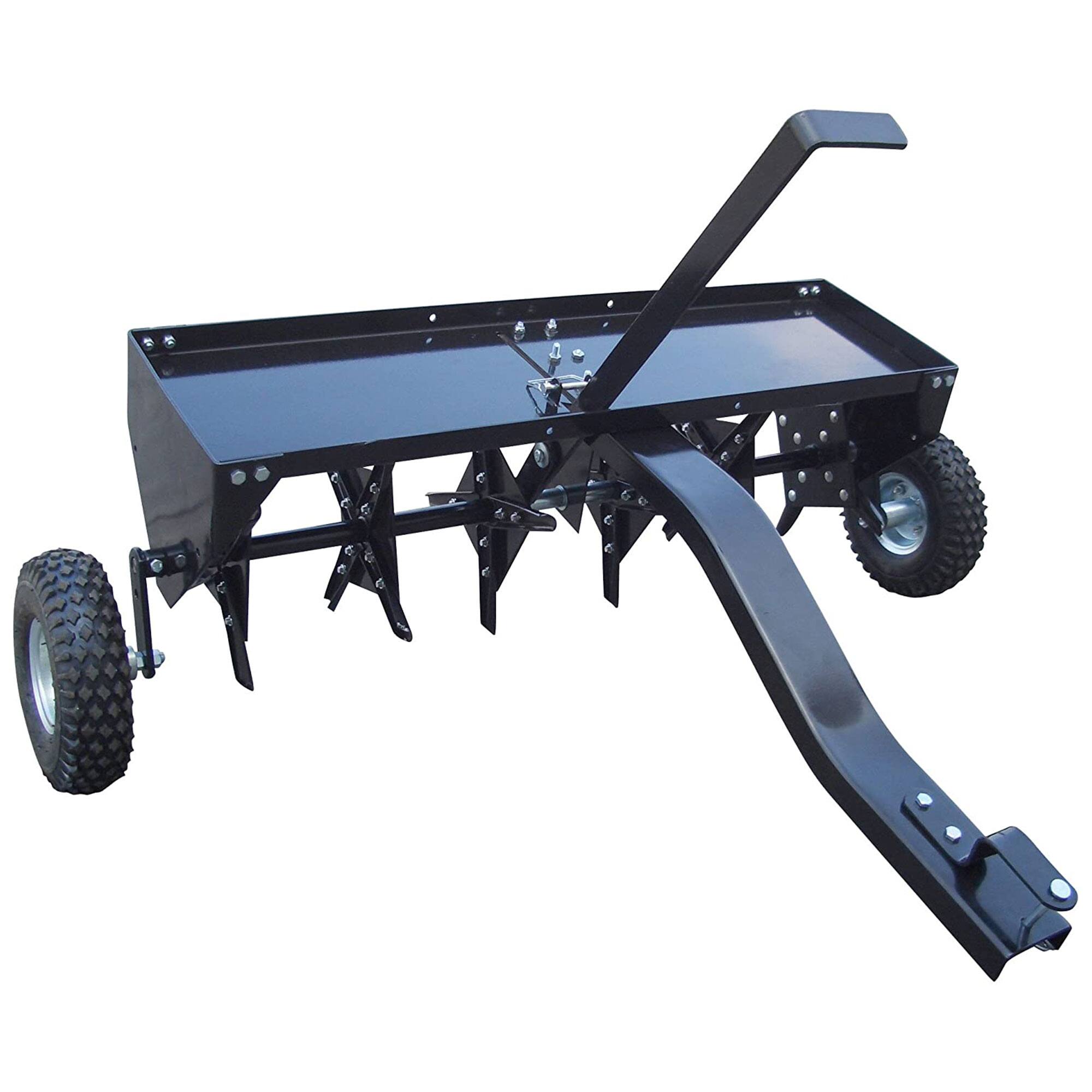 Front. Yard Tuff - Yard Tuff Steel Plug Aerator Universal Hitch, 40 Inch Wide Working Width, Black - Black.