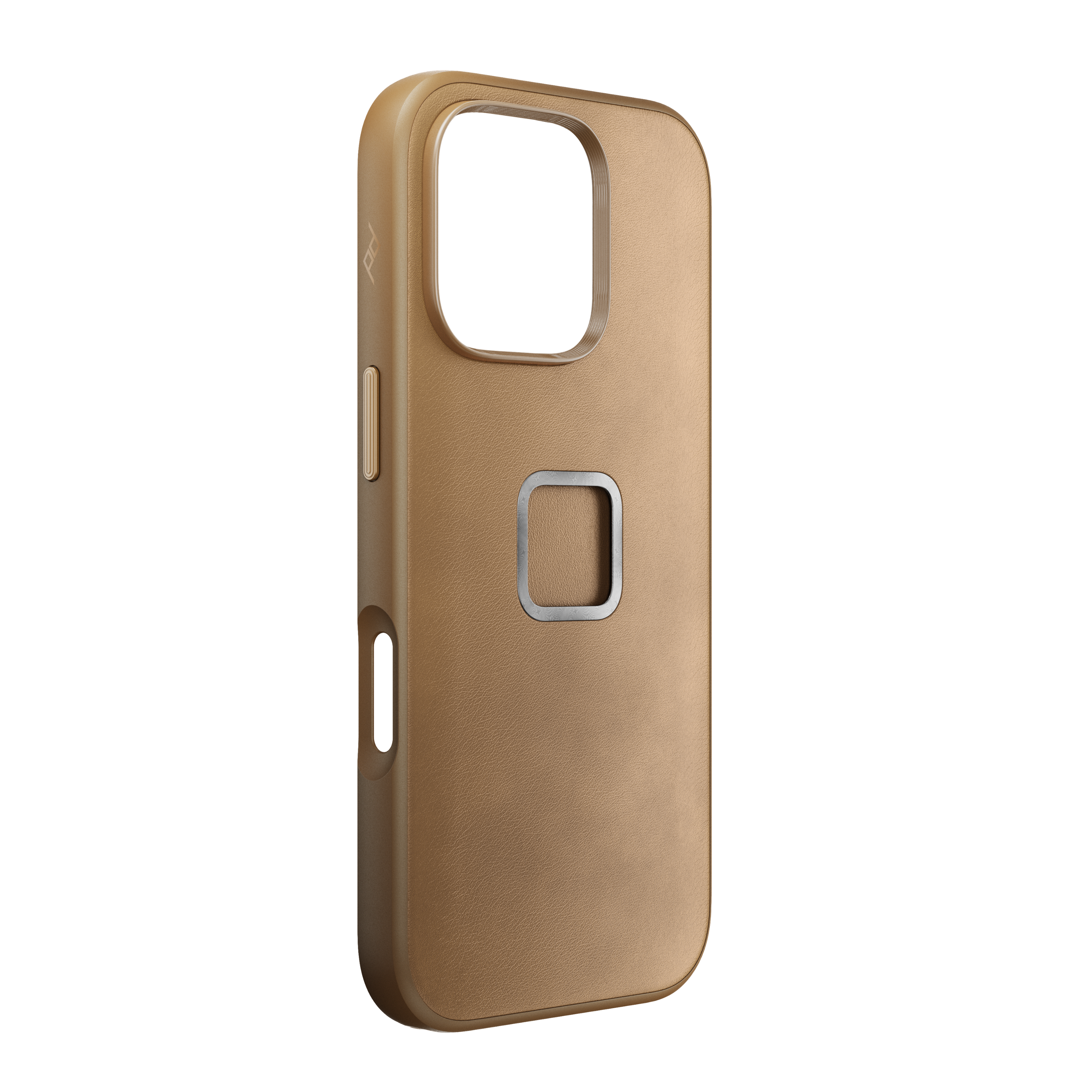 Angle. Peak Design - Everyday Fabric Case for iPhone 16 Pro - Tan.