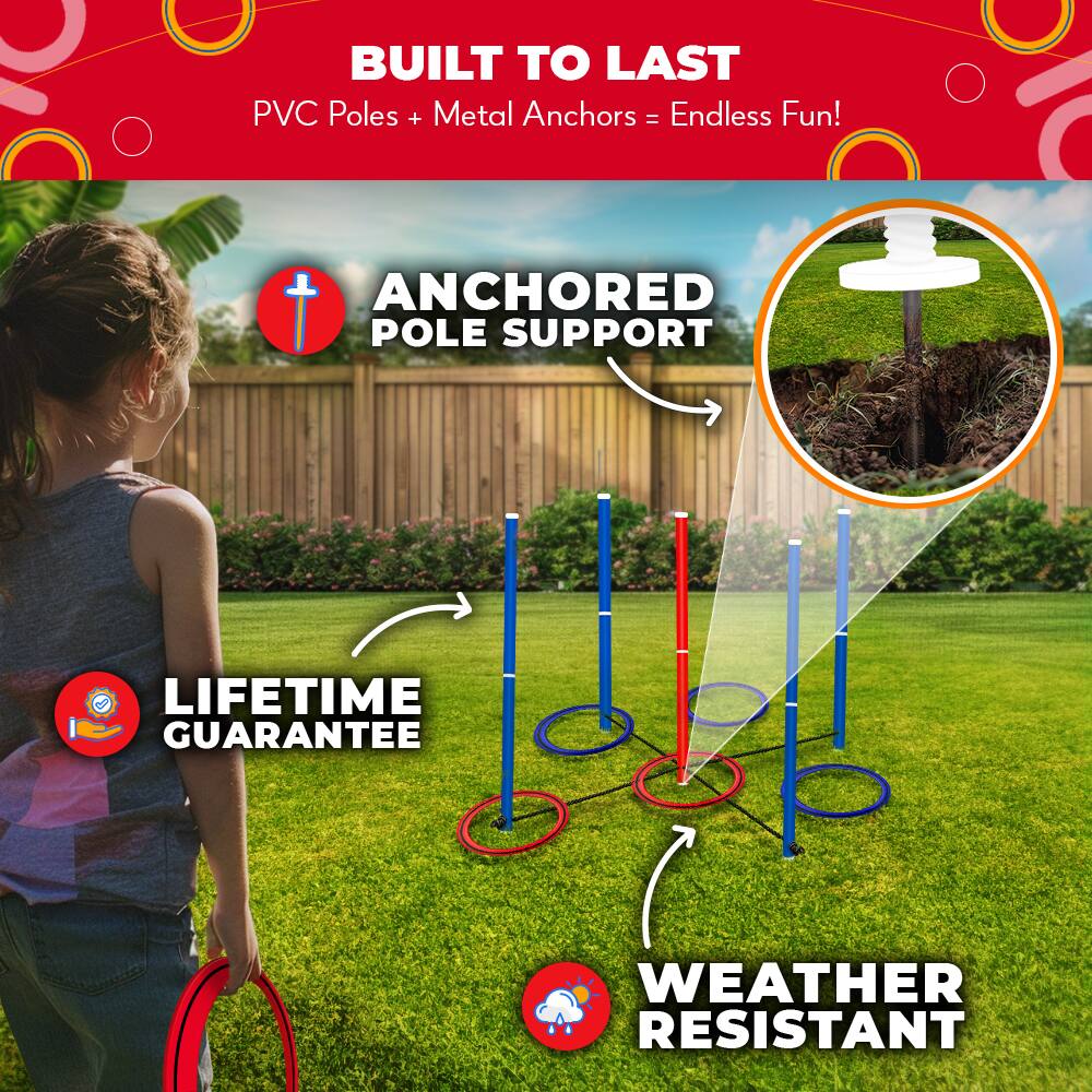 BUILT TO LAST  
PVC Poles + Metal Anchors = Endless Fun!  

ANCHORED POLE SUPPORT  

LIFETIME GUARANTEE  

WEATHER RESISTANT