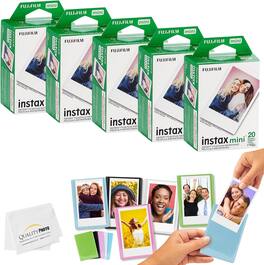 Fujifilm - Instax Mini Films + Colored Magnet Photo Frames + Quality Photo Microfiber Cloth
