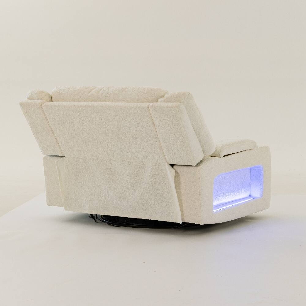Alt View 4. Ropilly - Ropilly Extra Wide Power Recliner with Heat and Massage Cream Velvet Chair - Cream.
