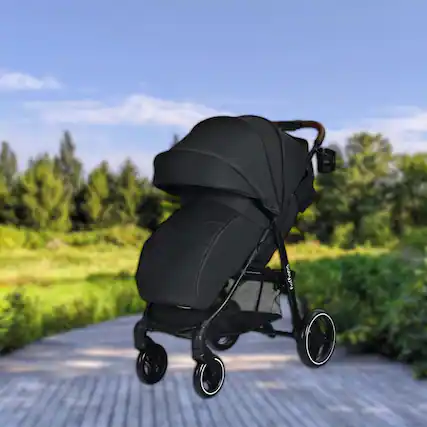 Front. Hivvago - Elevated Baby Stroller with Single-Hand Folding Design - Black.
