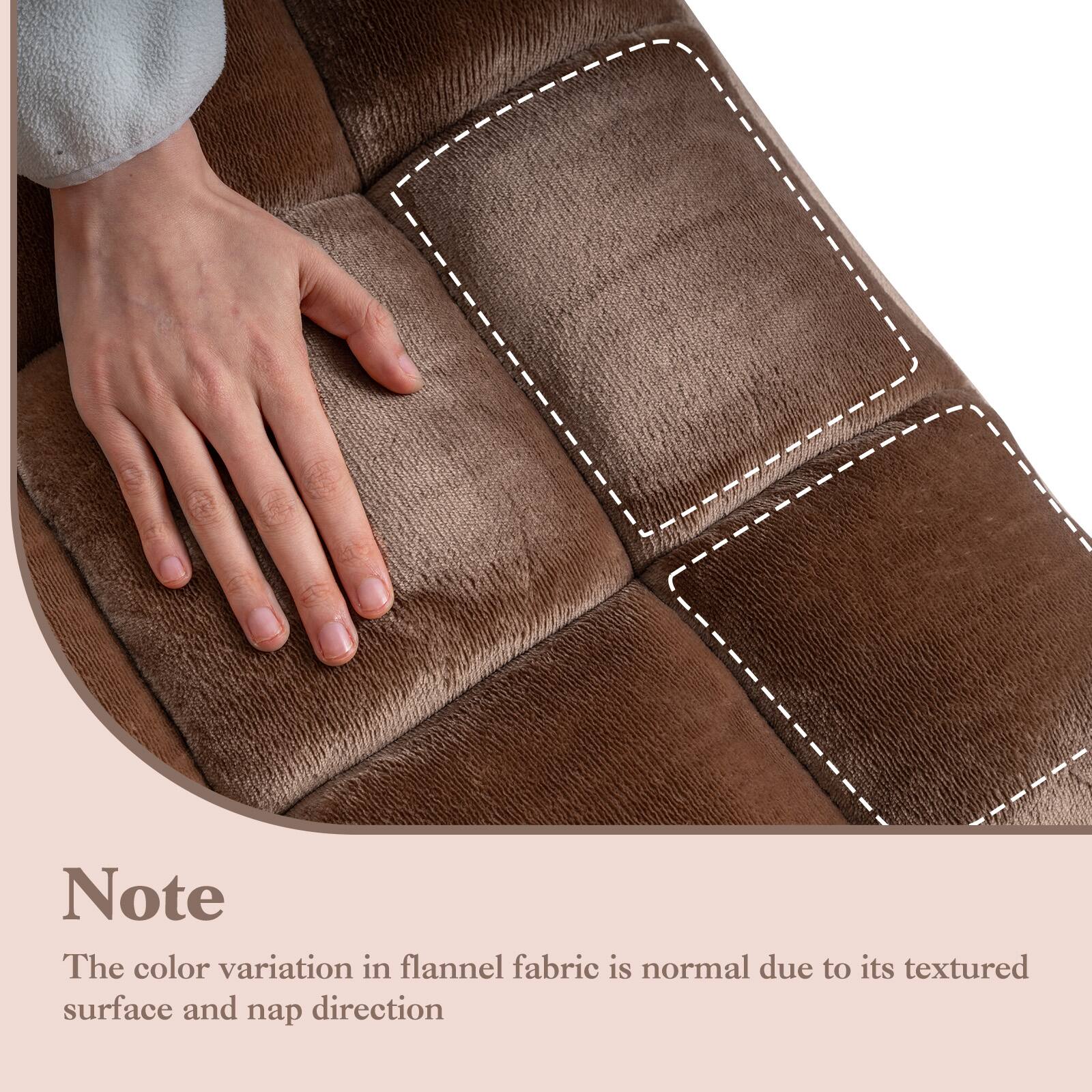Note

The color variation in flannel fabric is normal due to its textured surface and nap direction.