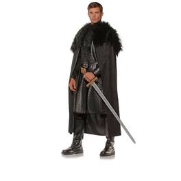Underwraps - Renaissance Man Faux Leather Costume Cape with Faux Fur Shawl One Size - Black