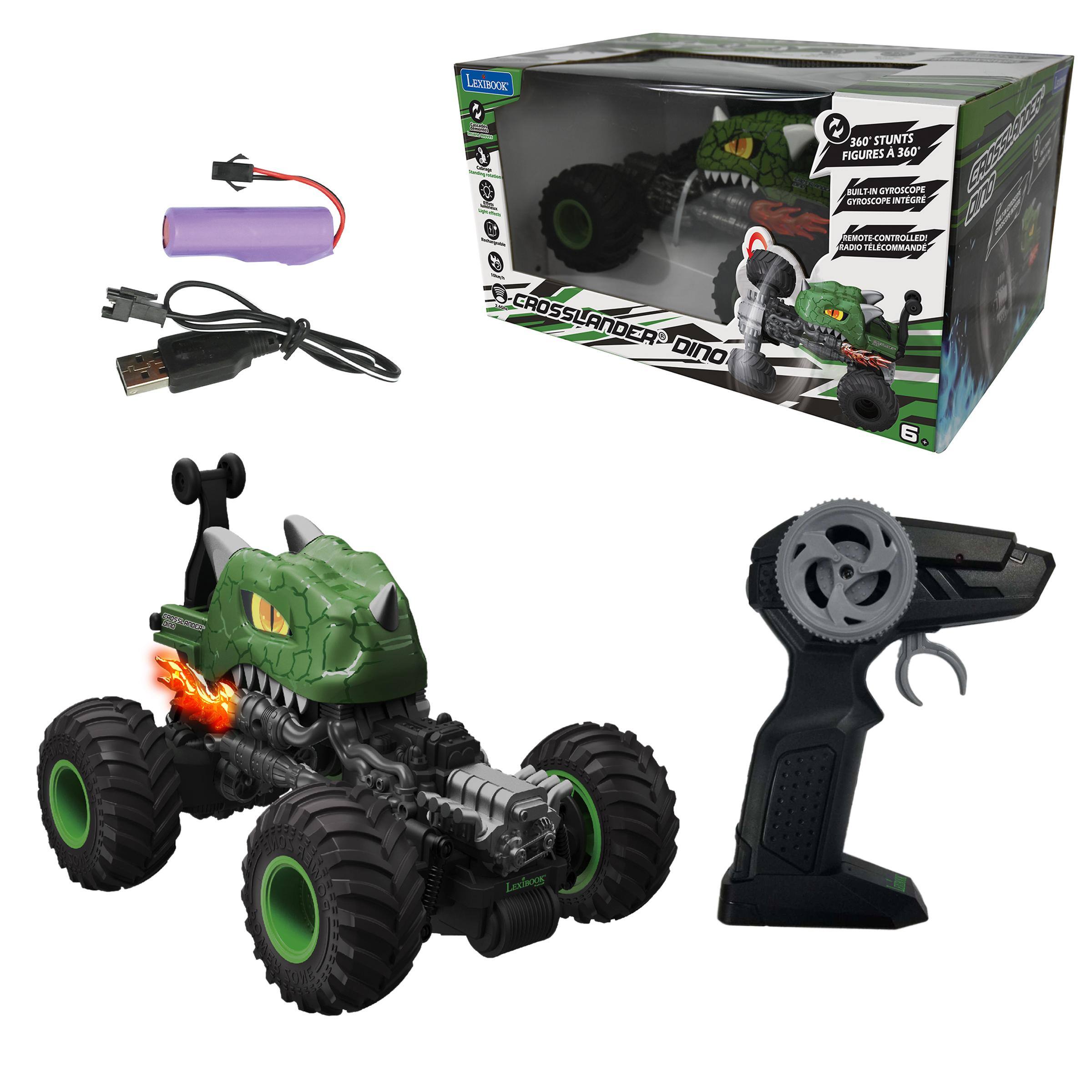 LEXIBOOK CROSSLANDER DINO  
360 STUNTS FIGURES  
360 FEEEBOOKS BUILT-IN GYROSCOPE GYROSCOPE INTEGRATED REMOTE-CONTROLLED! RADIO TELECOMMAND 6  
-  
LEXIBOOK