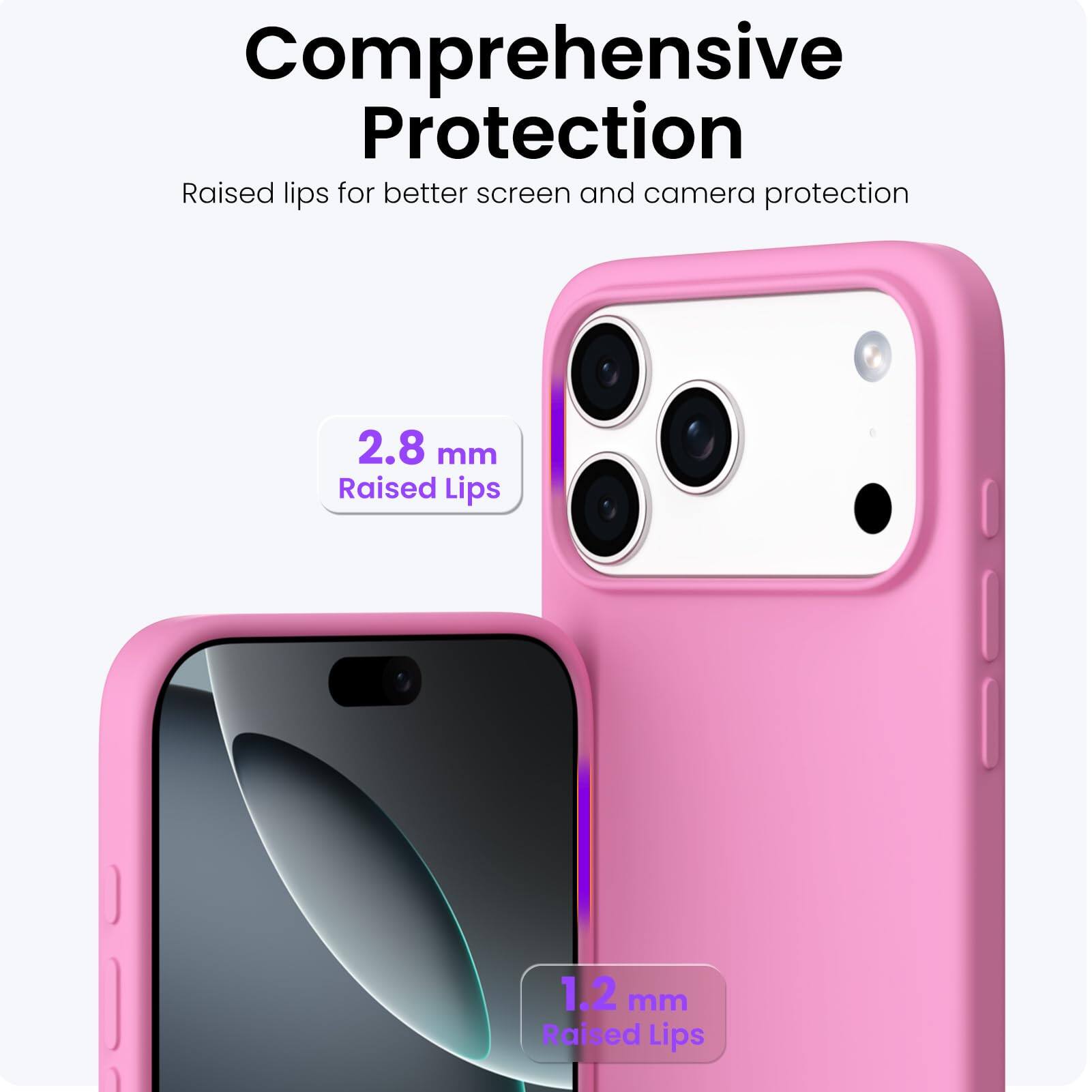 Comprehensive Protection

Raised lips for better screen and camera protection

2.8 mm Raised Lips

1.2 mm Raised Lips