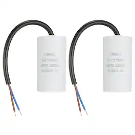 Unique Bargains - 2pcs 5uF CBB60 Run Capacitor, AC 450V 2 Wires 50/60Hz Cylinder 65x34mm for Air Compressor, Water Pump - White