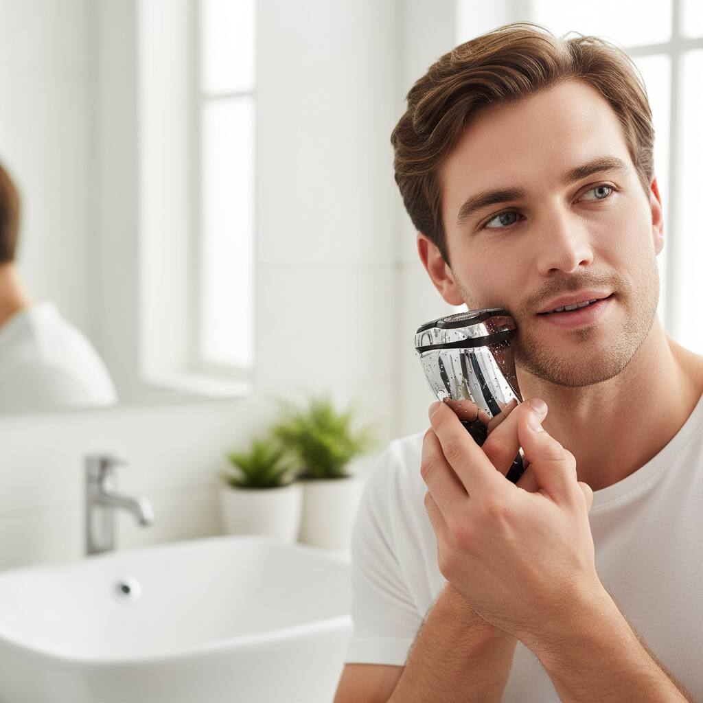 Back. Dazzed Corner - Electric Razor for Men, Wet & Dry, Pop-Up Trimmer, USB Rechargeable.
