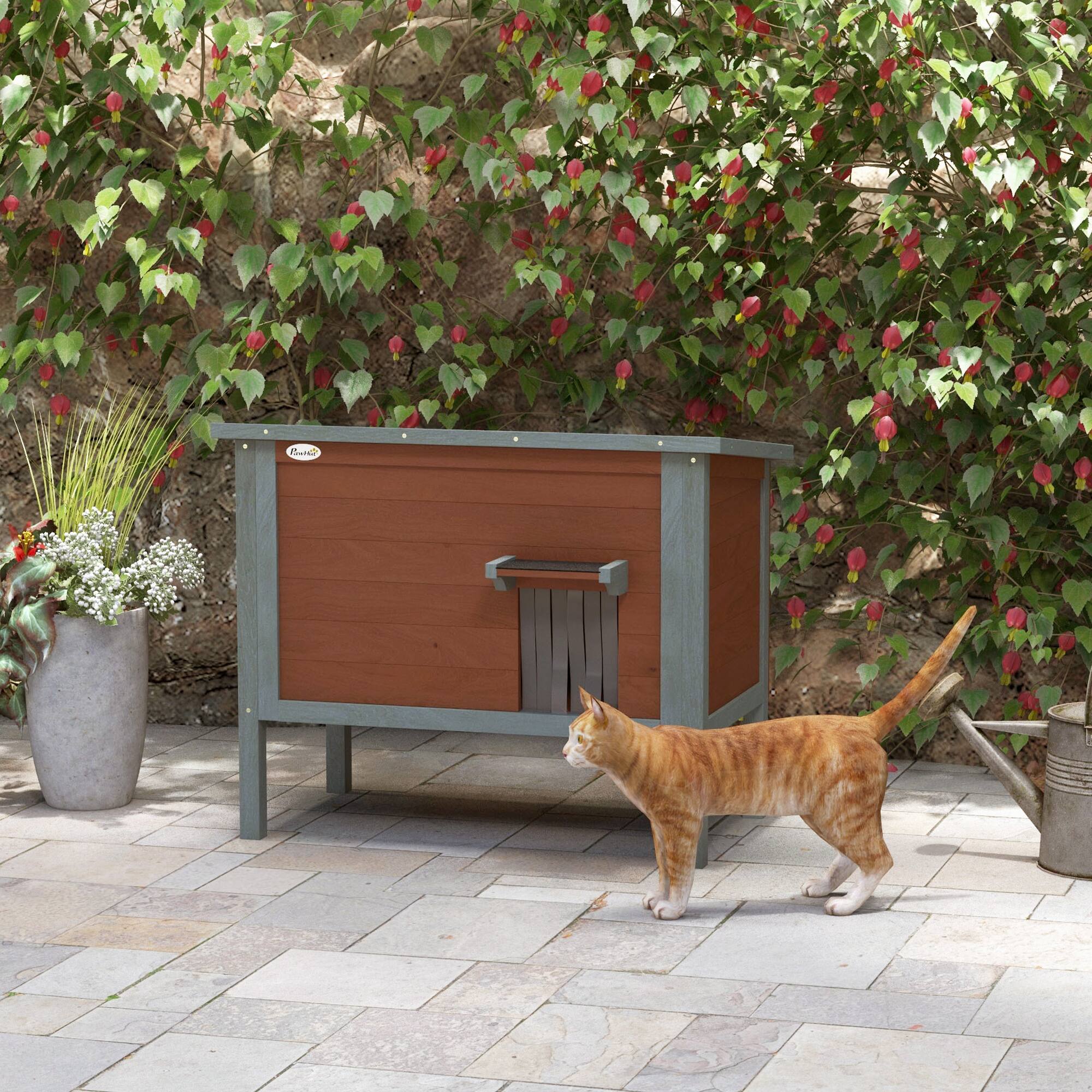 Alt View 8. Pawhut - Cat House - Brown.
