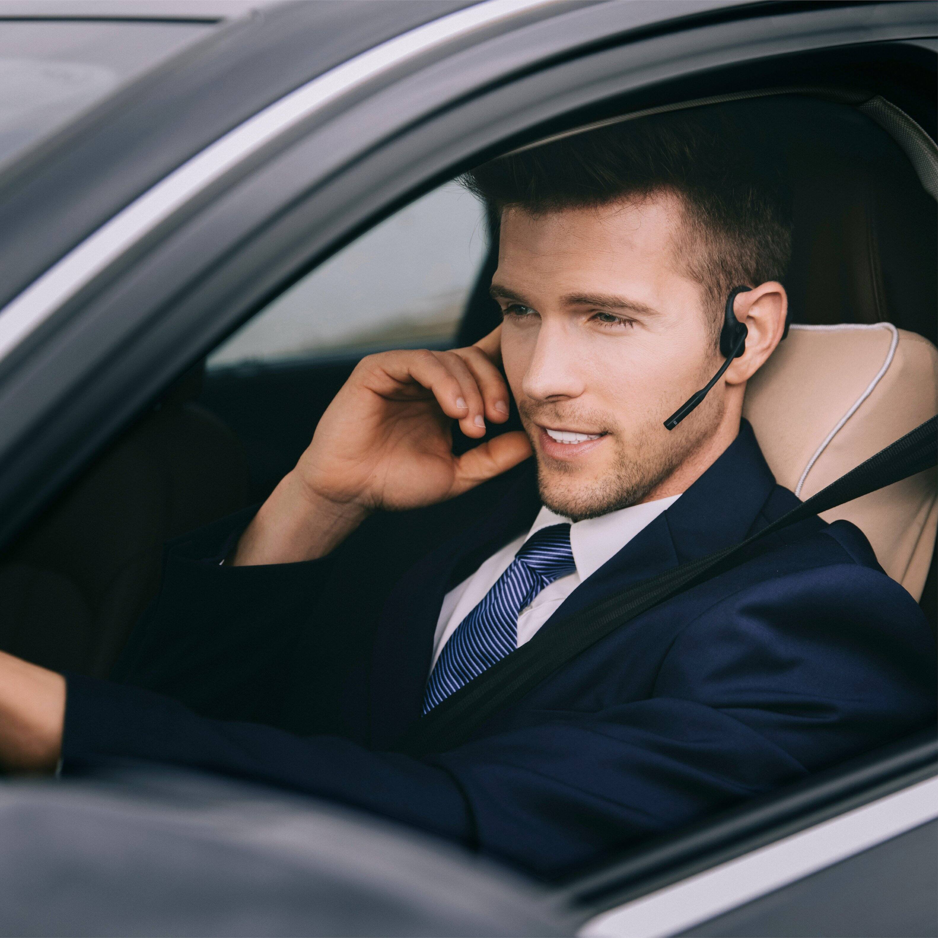 Alt View 13. Shokz - OpenComm Noise-Canceling Bone Conduction Stereo Bluetooth Headset - Black.