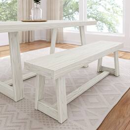 Plank+Beam - Classic Dining Room Bench (60in / 1520mm) - White Sand Wirebrush