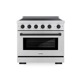 ZLINE - Autograph 36 in. 5.2 cu. ft. Paramount Freestanding Induction Range with 5 Burners in Satin Steel with Black Accents - Satin Stainless Steel