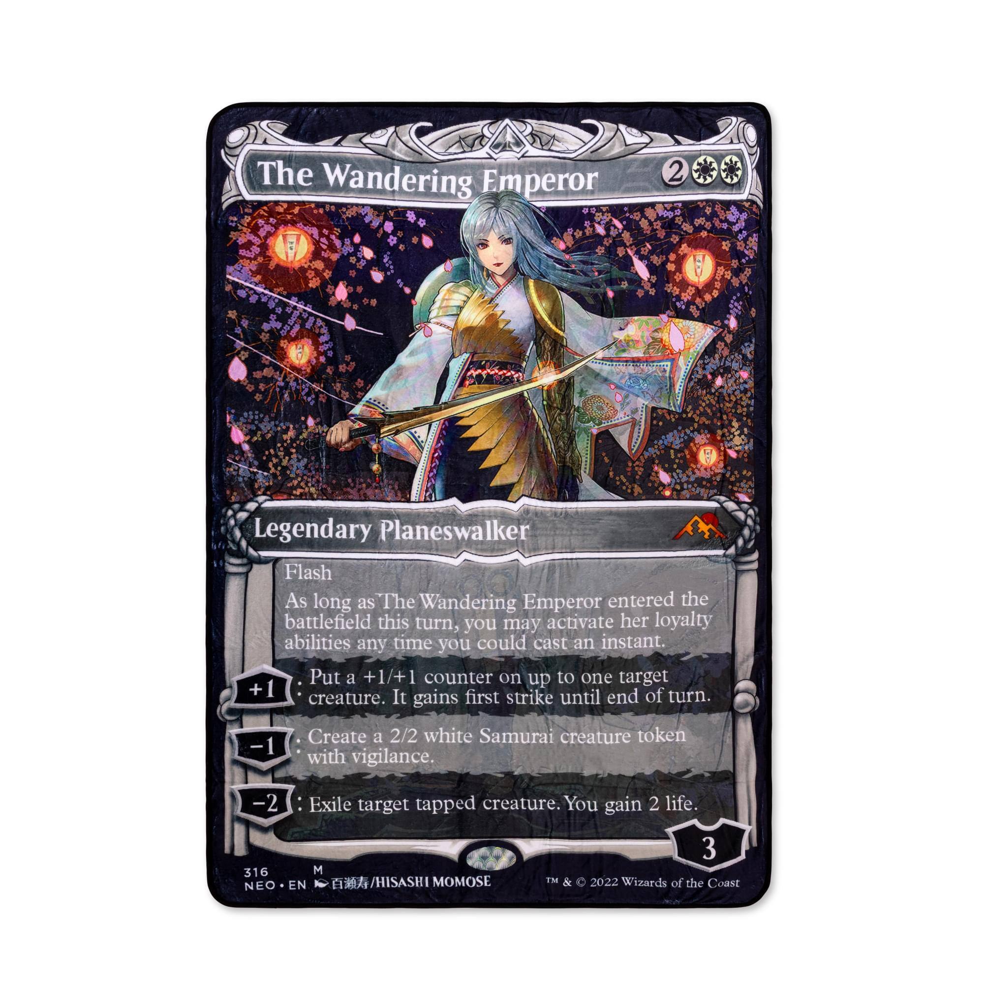 Surreal Entertainment - Magic: The Gathering The Wandering Emperor Fleece Throw Blanket | 45 x 60 Inches - Black