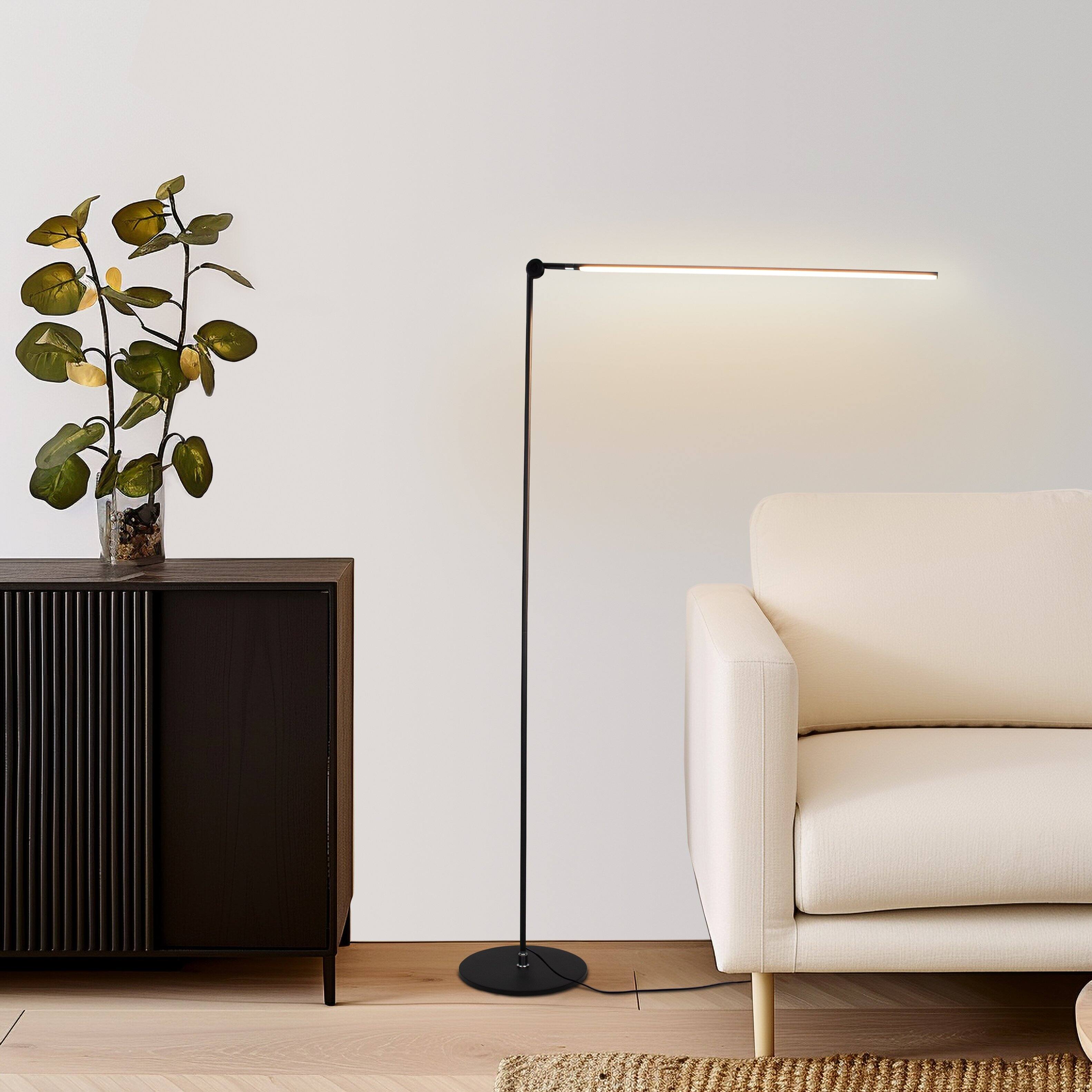 Alt View 9. Brightech - Libra LED Modern Industrial Arc Dimmable Super Bright Floor Lamp with Rotating Height-Adjustable Head - Classic Matte Black.