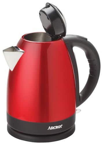 Front Standard. Aroma - Hot H2O X-Press 7-Cup Electric Kettle - Red.
