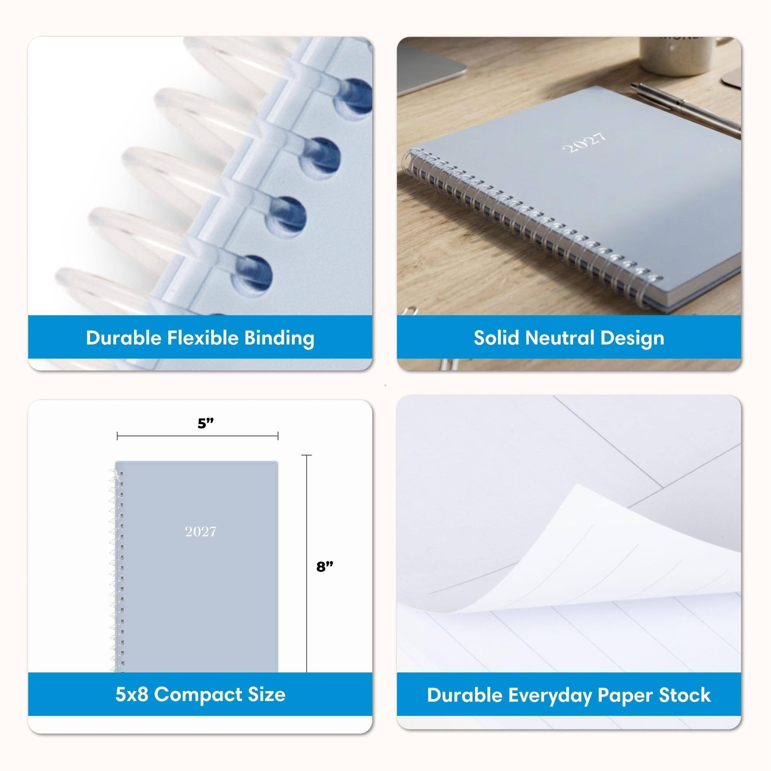 2027

Durable Flexible Binding

Solid Neutral Design

5x8 Compact Size

Durable Everyday Paper Stock