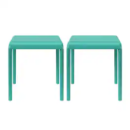 WestinTrends - Playa Plastic Modern Outdoor Patio Accent Side Tables (Set of 2) - Turquoise