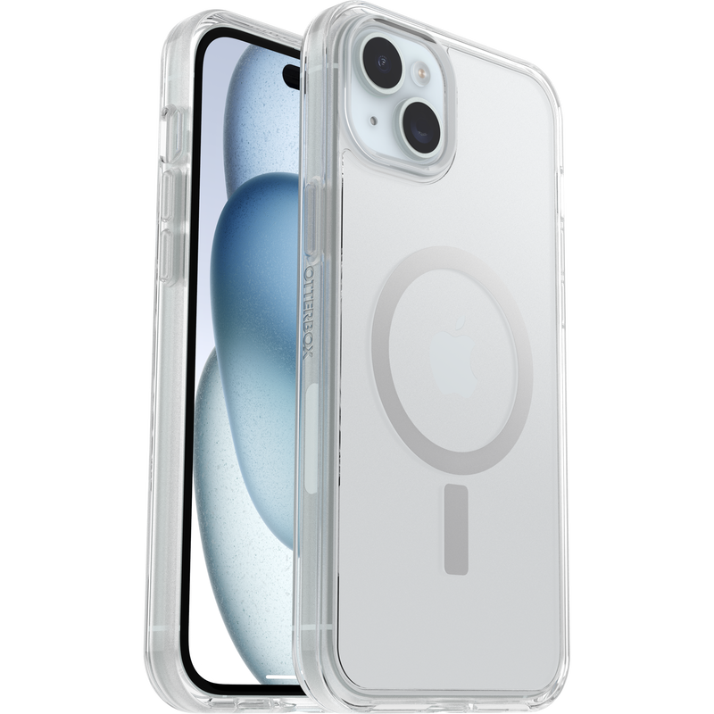 Front. OtterBox - OtterBox iPhone 15 Plus/iPhone 14 Plus Symmetry Series Clear Case with MagSafe - Clear - Clear.