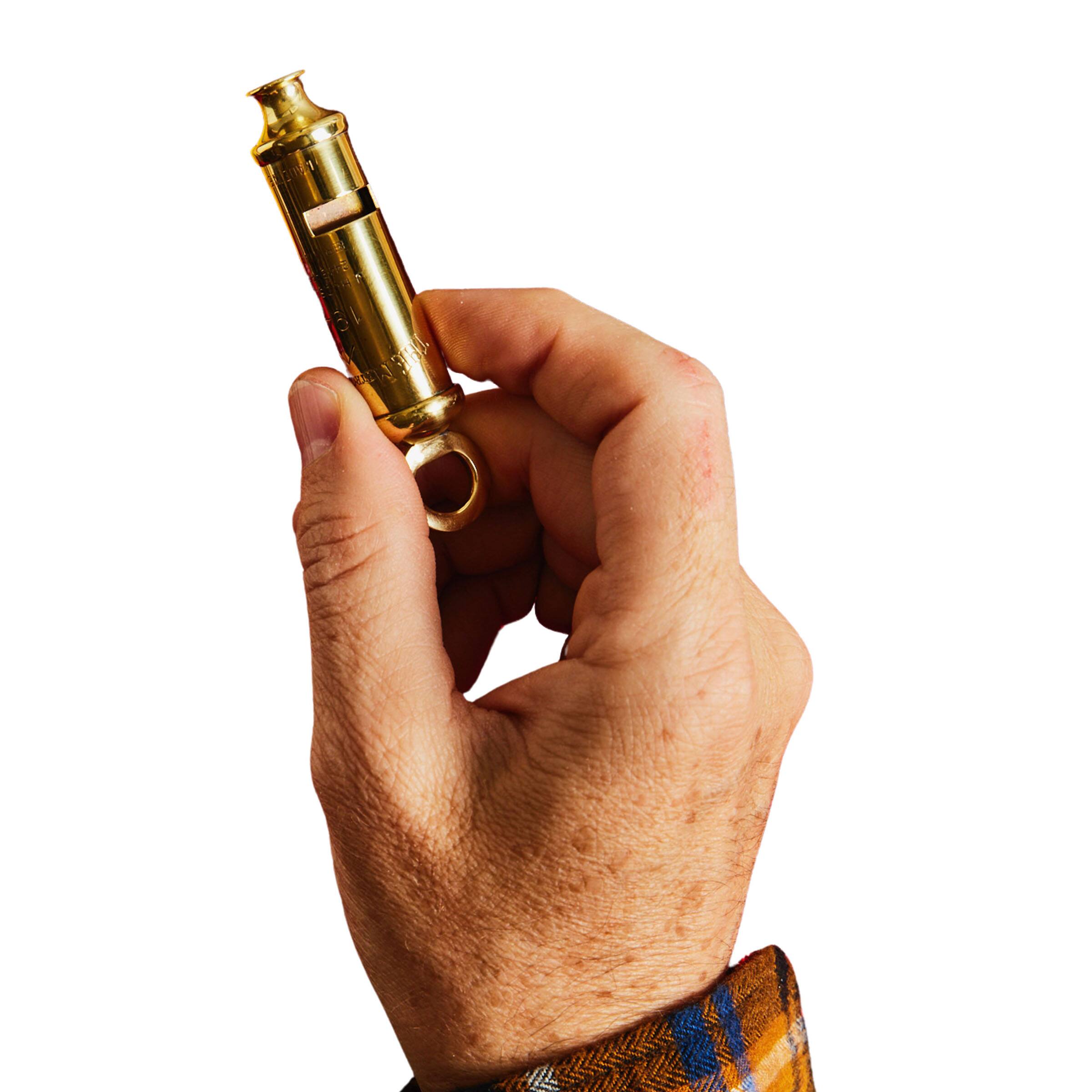 Alt View 1. Kings County Tools - WWII-Era Infantry Brass Whistle - Gold.