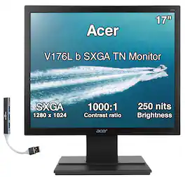 Acer - V176L b 17" SXGA TN Monitor, 5ms Response Time, Anti-Glare, 250 nits Brightness, VGA & DKZ Hub (UM.BV6AA.002) - Black
