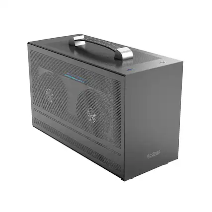 Front. PCCOOLER - MINI I100G PRO MESH No Power Supply SFX Protable and Solid Mini ITX Case - Grey.