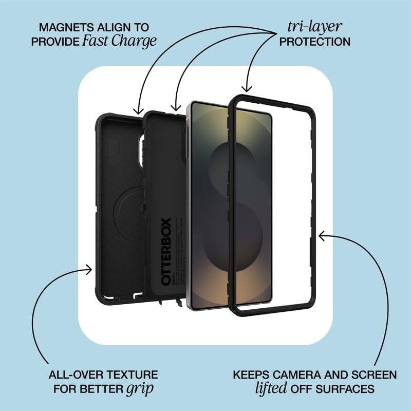 MAGNETS ALIGN TO PROVIDE Fast Charge  
tri-layer PROTECTION  
OTTERBOX  
ALL-OVER TEXTURE FOR BETTER grip  
KEEPS CAMERA AND SCREEN lifted OFF SURFACES