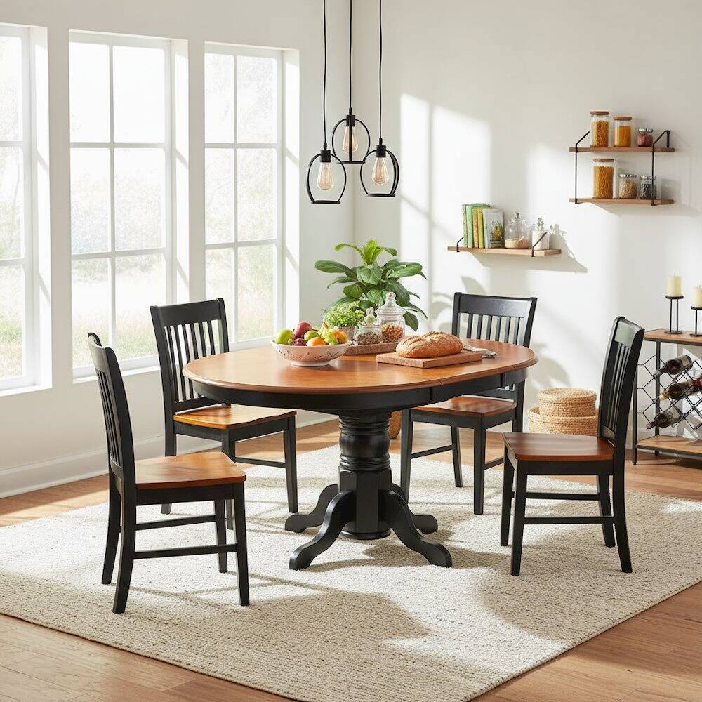 Alt View 3. FurniFact - 5 Piece Dining Set - Brown.