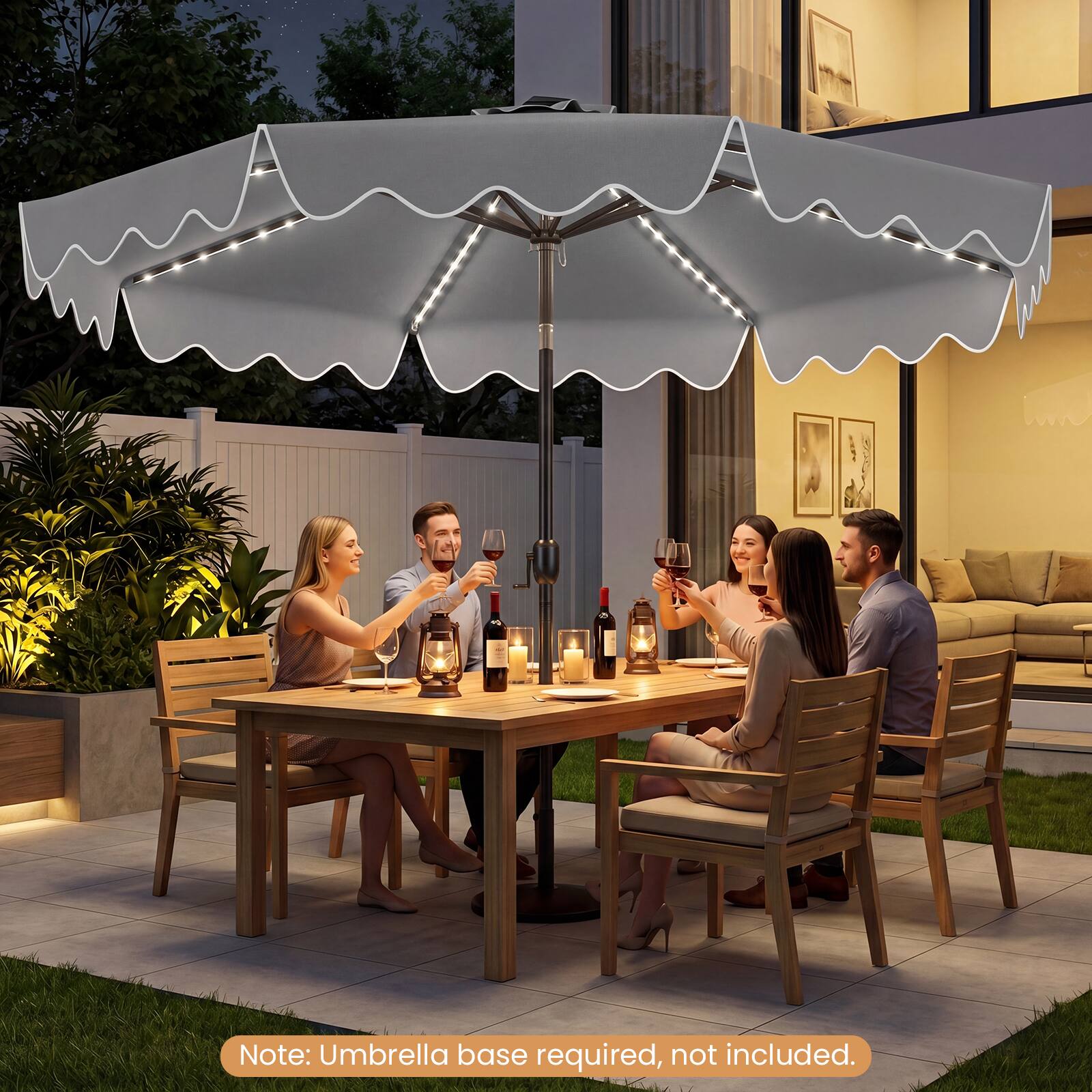 Note: Umbrella base required, not included.