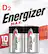 Front. Energizer - Energizer MAX D Batteries (2 Pack), D Cell Alkaline Batteries - Silver.