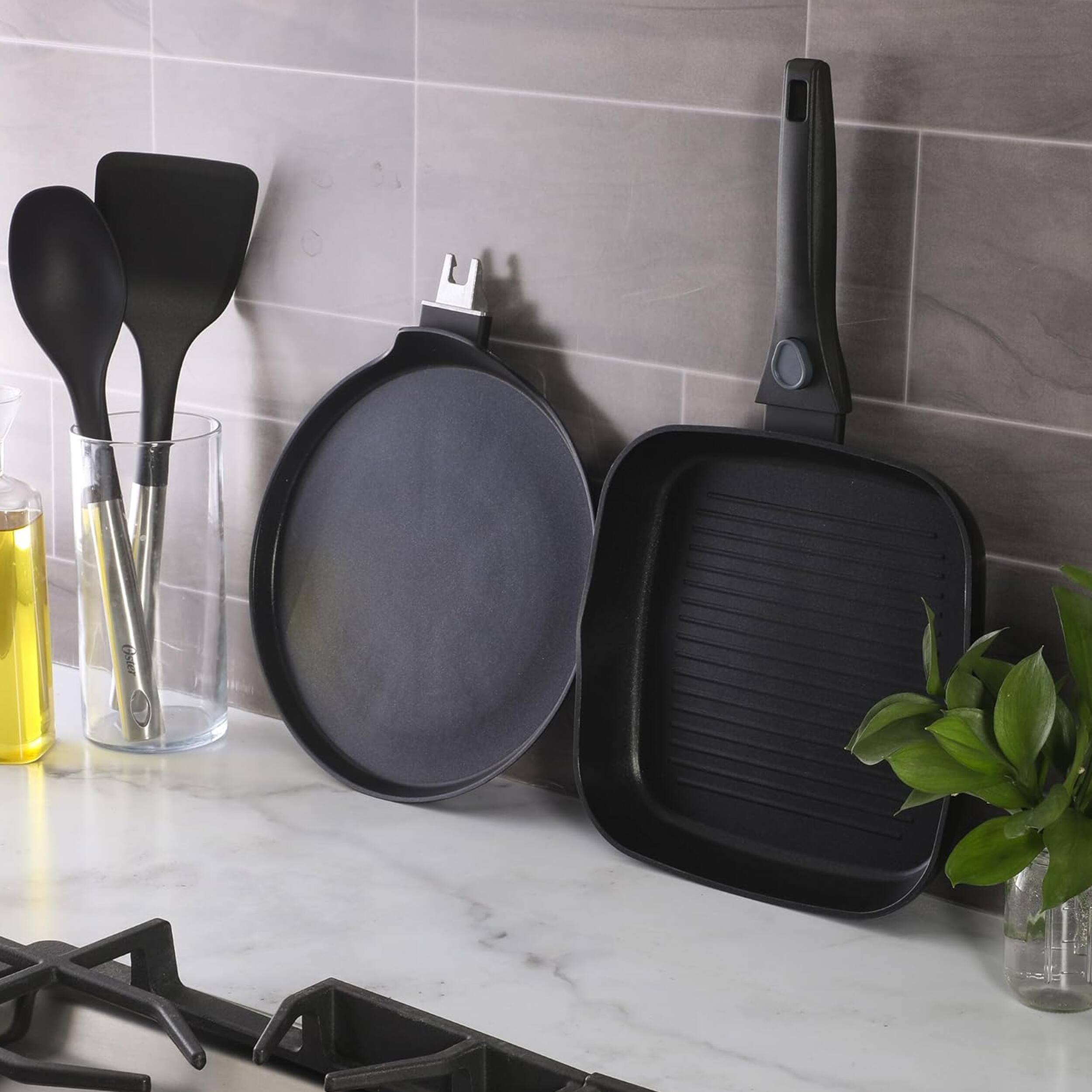 Alt View 5. Oster - Oster Smarthandle Advance Nonstick Aluminum Pancake and Frying Pan Set in Black - Black.