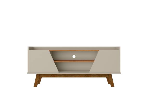 Front. Manhattan Comfort - Marcus Mid-Century Modern 53" TV Stand in Greige and Brown - Greige and Brown.