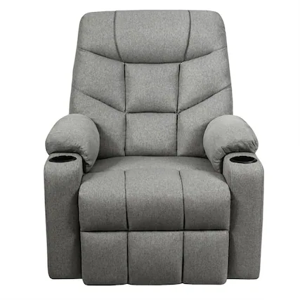Front. Kadyn - Recliner Chair, Reclining Chair,Lounge Chair,Electric Power Lift Recliner Massage Sofa-Light Gray - Gray.
